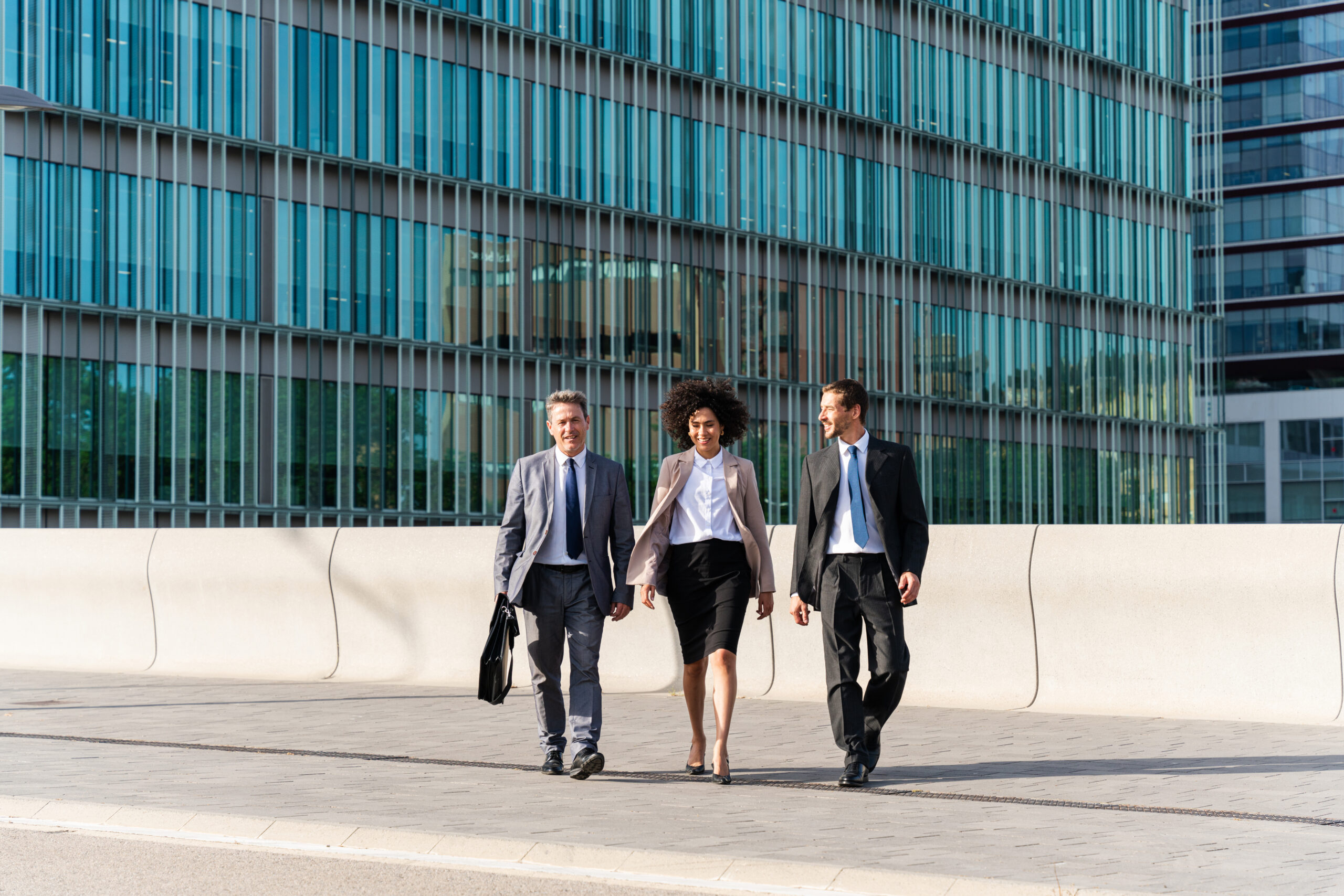 business people meeting in a business park